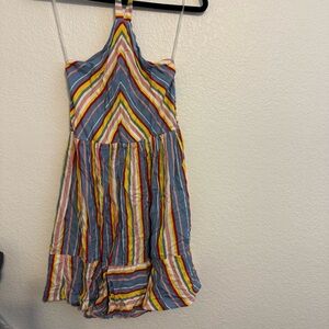 BCBGirls Blue and Yellow Halter Sundress